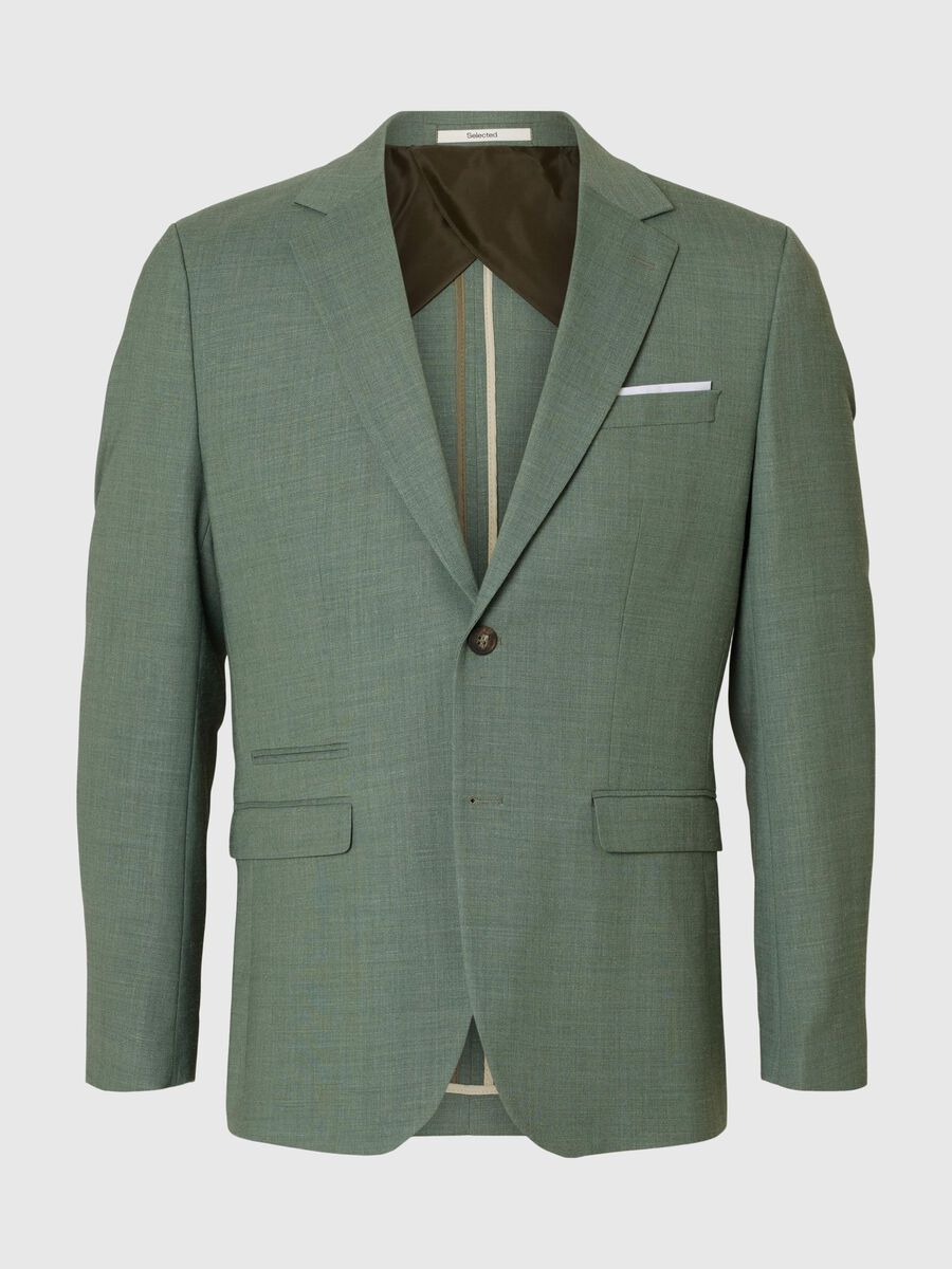 Selected SLIM FIT EINREIHIGER BLAZER, Light Green Melange, highres - 16087870_LightGreenMelange_001.jpg