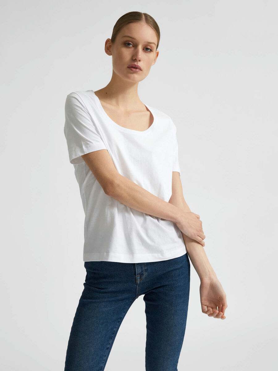 Selected WIDE NECK - T-SHIRT, Bright White, highres - 16077339_BrightWhite_003.jpg