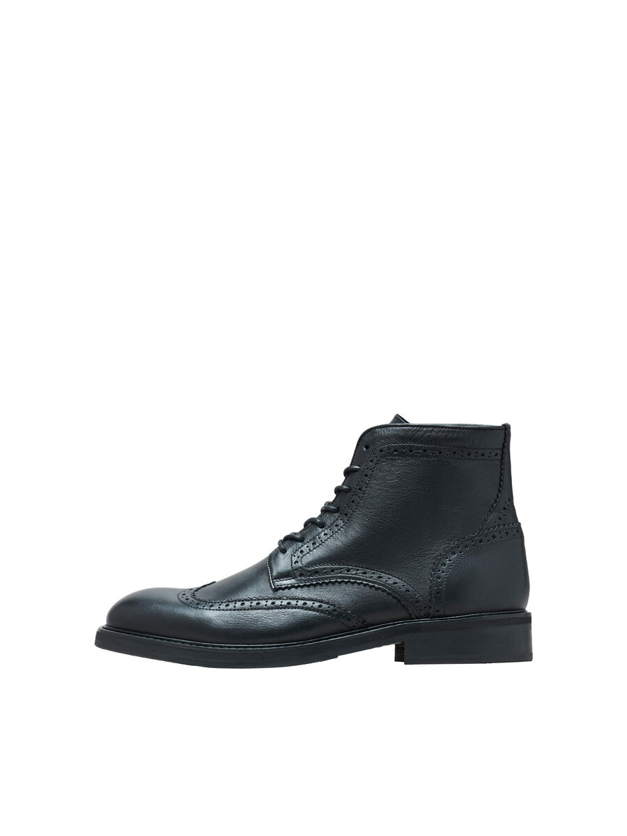 Selected LEDER BROGUE LEDERSTIEFEL, Black, highres - 16070206_Black_001.jpg