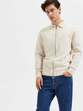 Selected KNITTED ZIP-UP CARDIGAN, Oatmeal, highres - 16086692_Oatmeal_008.jpg