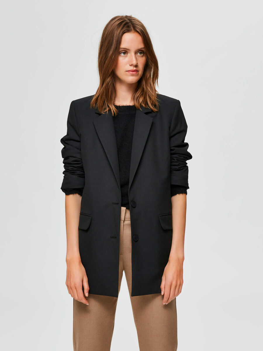 Selected DE BOTONADURA SIMPLE - BLAZER, Black, highres - 16076490_Black_003.jpg