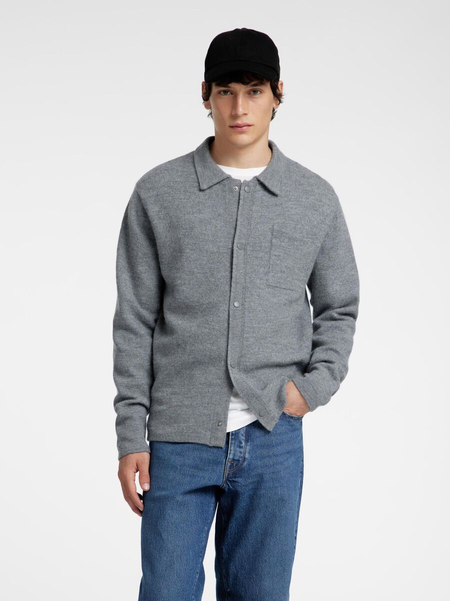 Selected 100% MERINO WOOL CARDIGAN, Medium Grey Melange, highres - 16094584_MediumGreyMelange_003.jpg