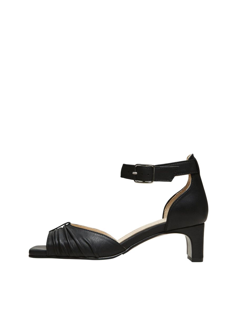 Selected HIGH HEEL LEATHER SANDALS, Black, highres - 16078809_Black_001.jpg