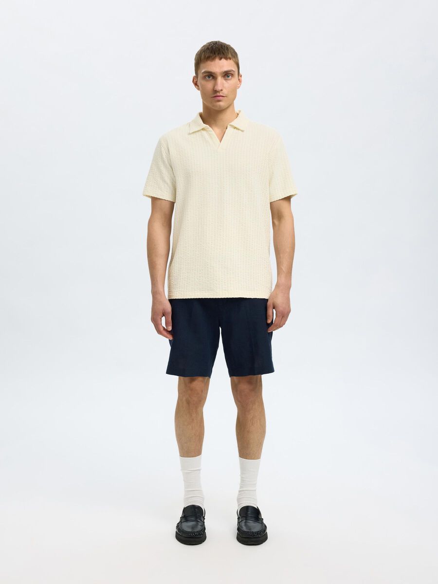Selected COTTON POLO SHIRT, Egret, highres - 16097662_Egret_005.jpg