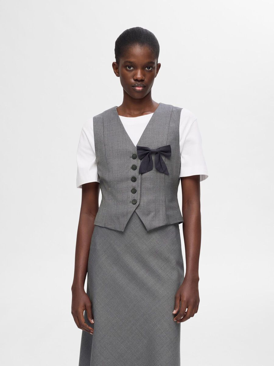 Selected TAILORED WOOL BLEND WAISTCOAT, Grey Melange, highres - 16095272_GreyMelange_003.jpg