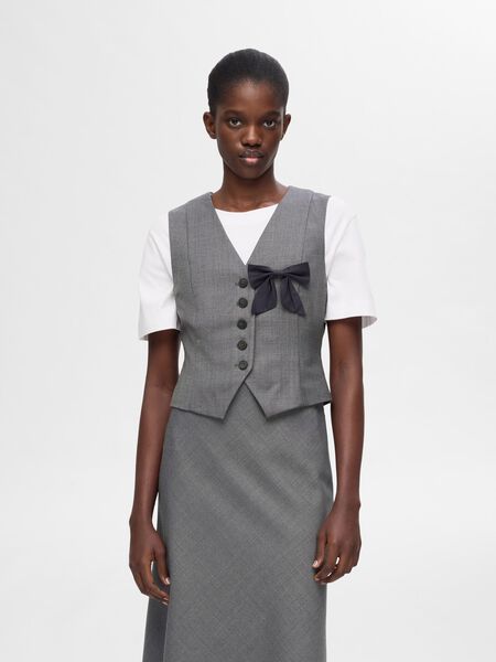 Selected TAILORED WOOL BLEND WAISTCOAT, Grey Melange, highres - 16095272_GreyMelange_003.jpg