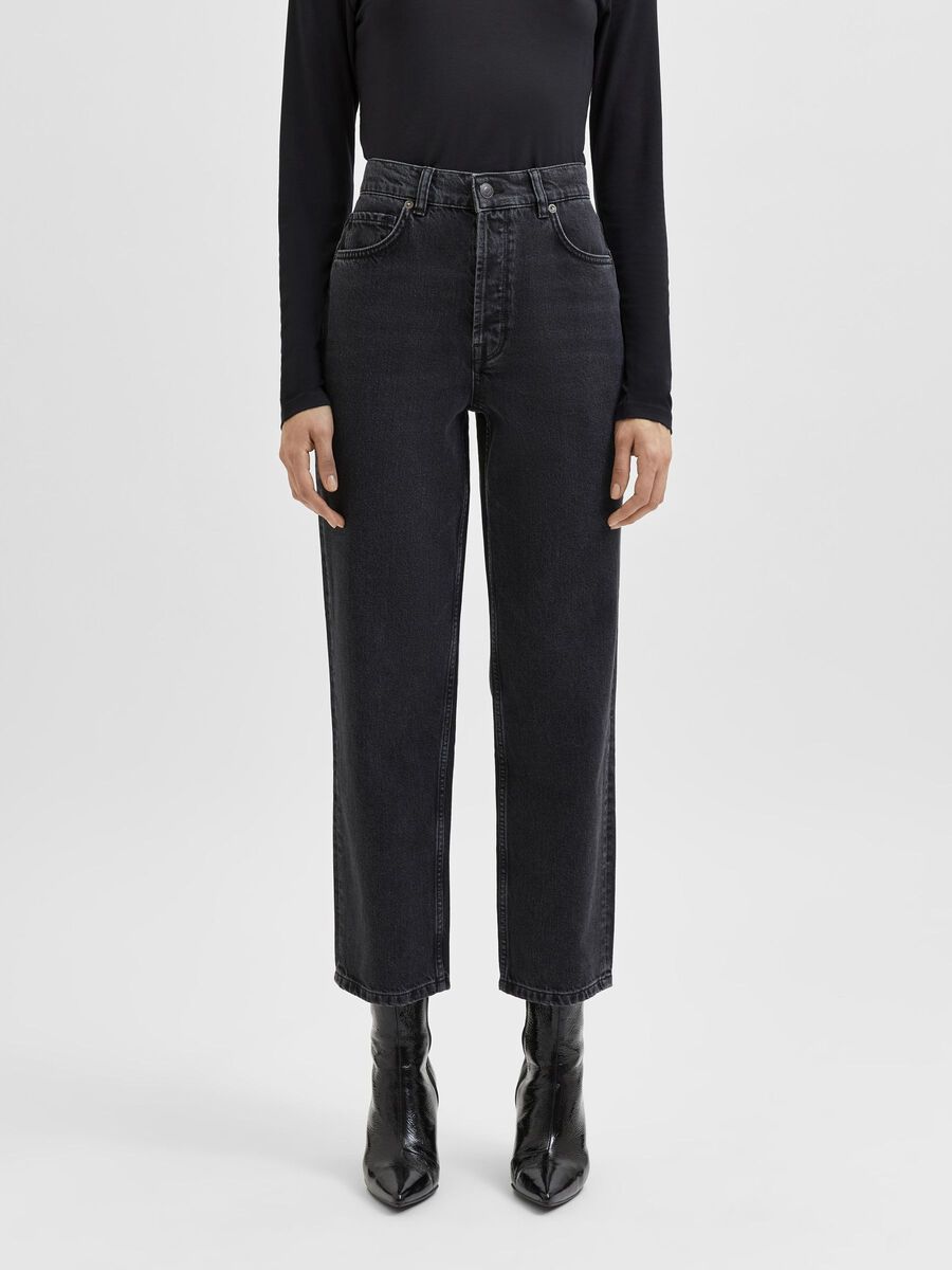 Selected HIGH-WAIST STRAIGHT FIT JEANS, Black Denim, highres - 16081110_BlackDenim_003.jpg