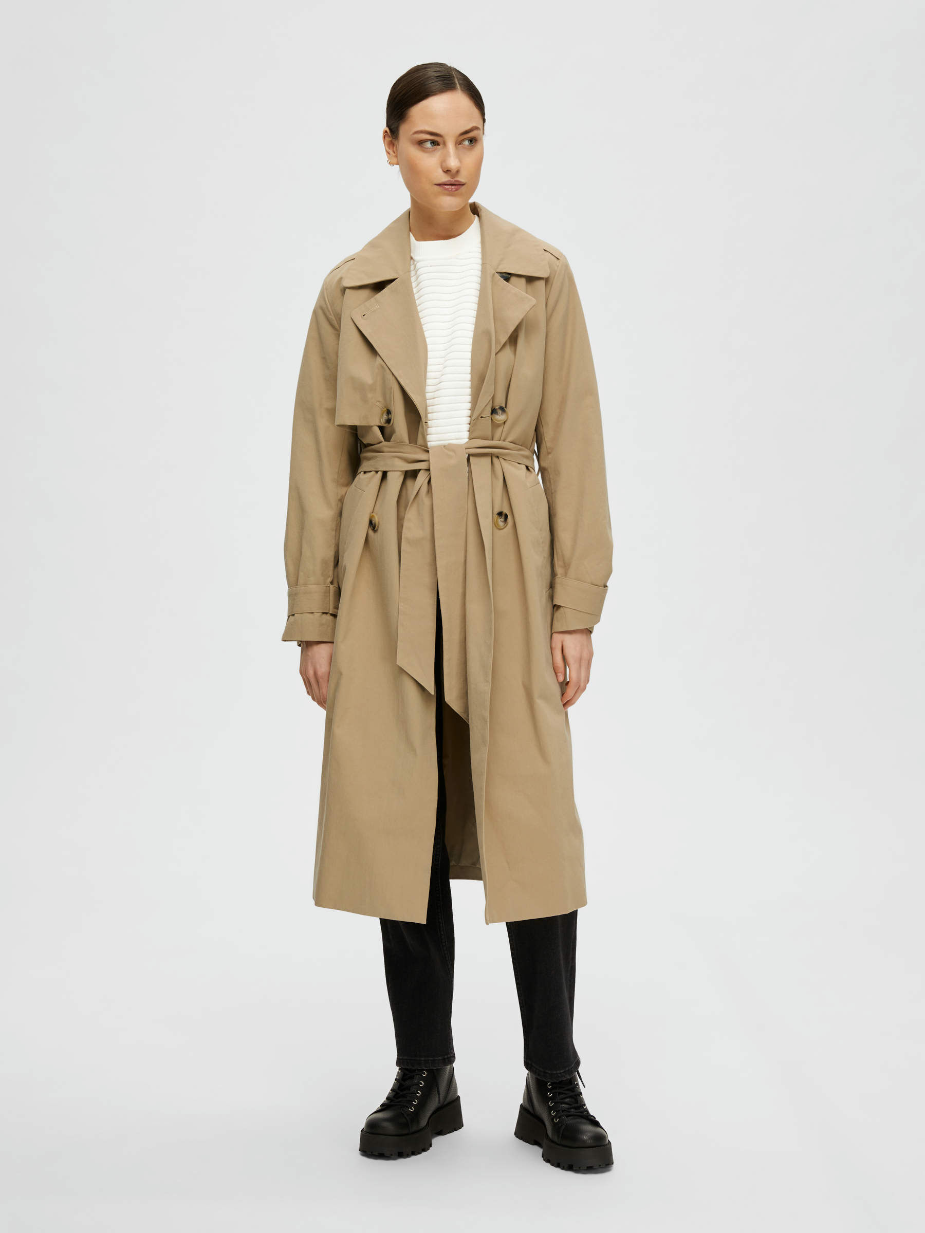 DOUBLE BREASTED TRENCHCOAT Beige SELECTED FEMME