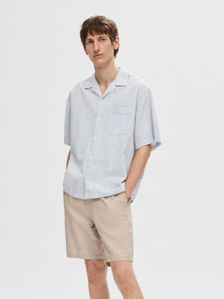 Selected SEERSUCKER SHORT SLEEVED SHIRT, Navy Blazer, highres - 16092749_NavyBlazer_1087514_003.jpg
