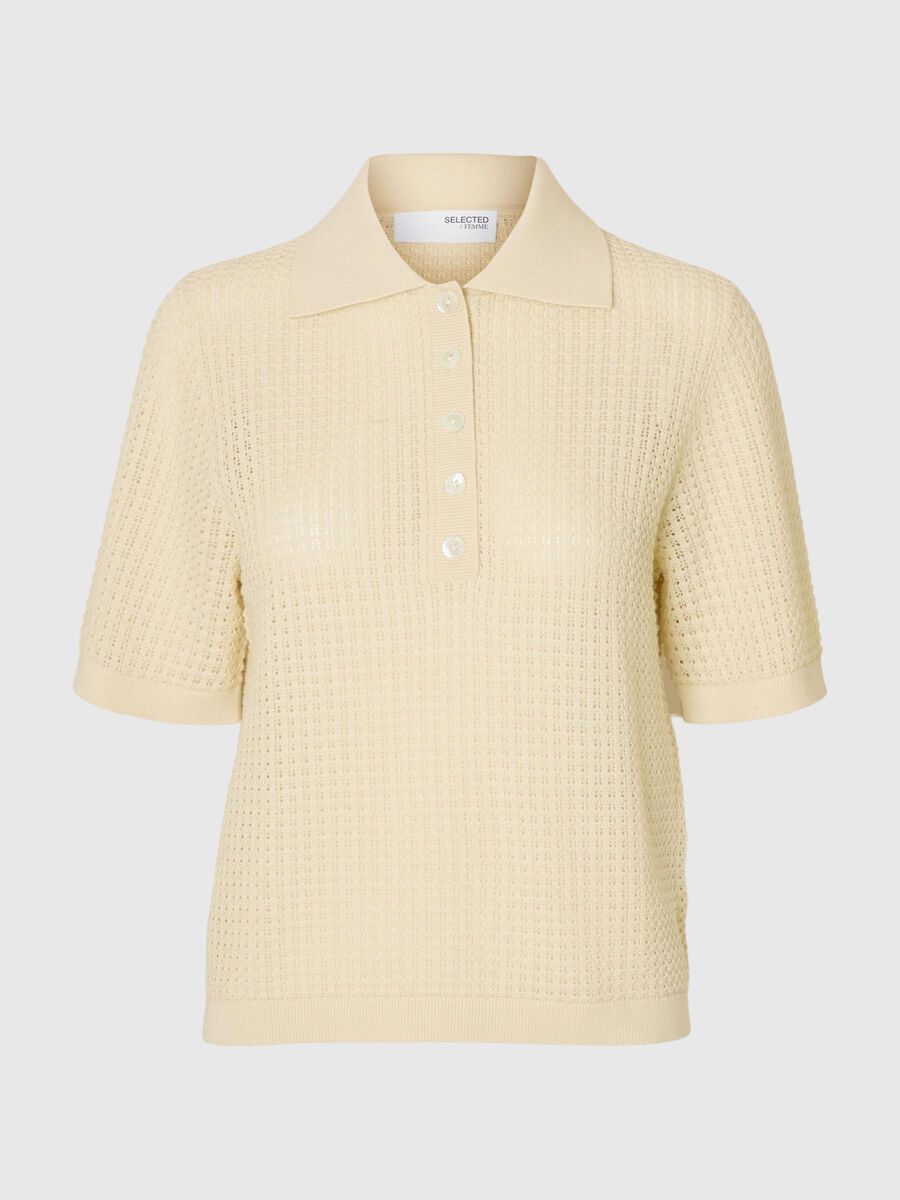 Selected COTTON KNITTED POLO SHIRT, Birch, highres - 16100103_Birch_001.jpg