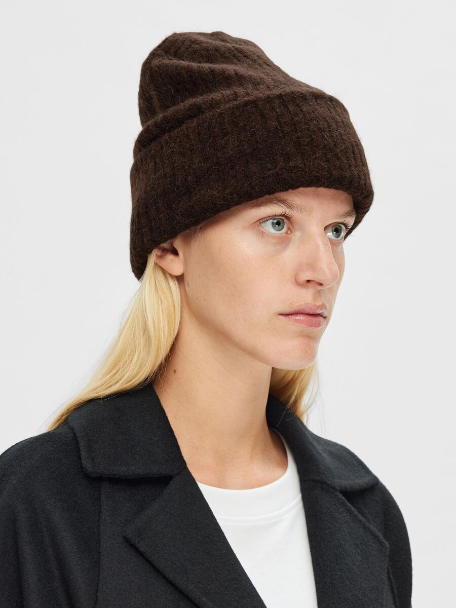Selected RIBBED WOOL BLEND BEANIE, Java, highres - 16091494_Java_003.jpg