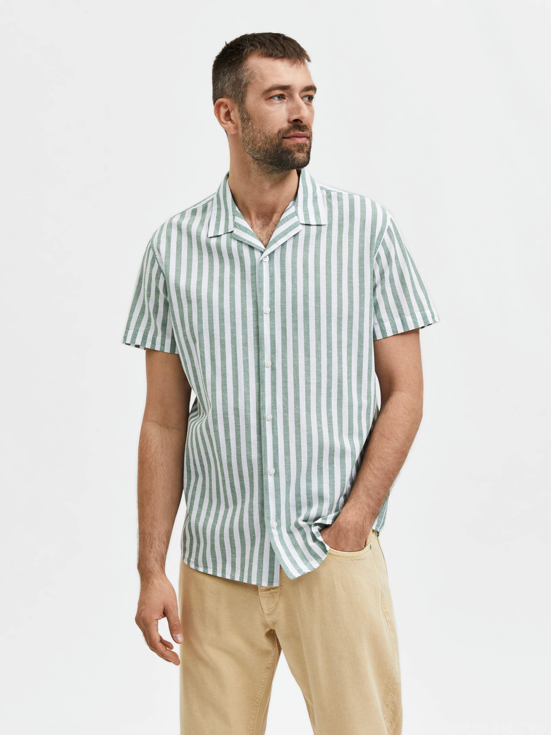 LINEN CUBAN SHIRT (Green) | Selected®