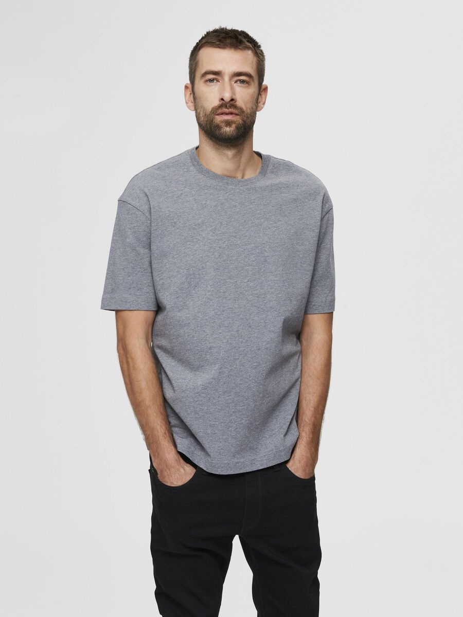 Selected LÄSSIGES T-SHIRT, Medium Grey Melange, highres - 16077361_MediumGreyMelange_003.jpg