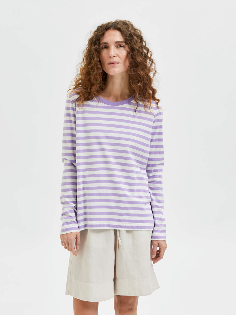 Selected STRIPED - LONG-SLEEVED T-SHIRT, Violet Tulip, highres - 16065930_VioletTulip_663046_003.jpg