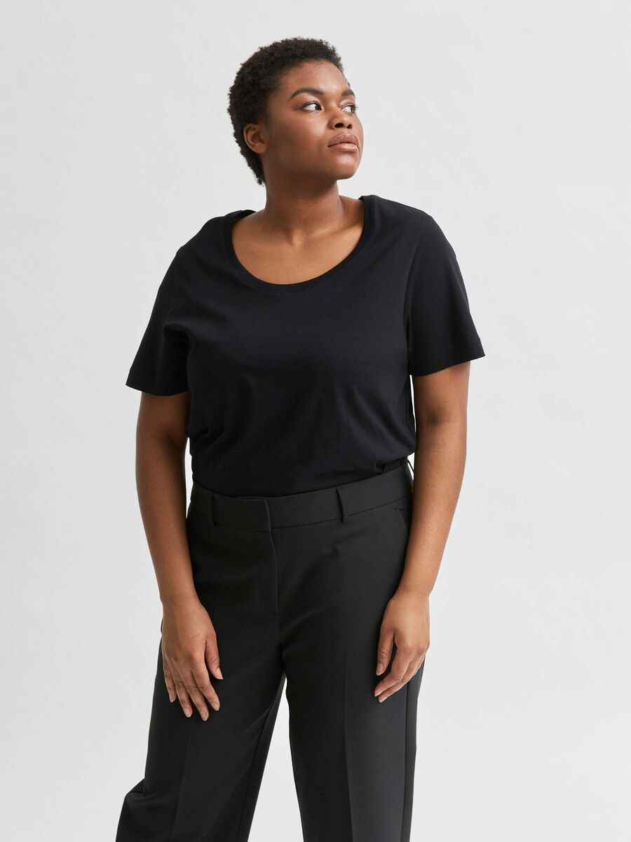 Selected CURVE ORGANIC COTTON T-SHIRT, Black, highres - 16079251_Black_003.jpg