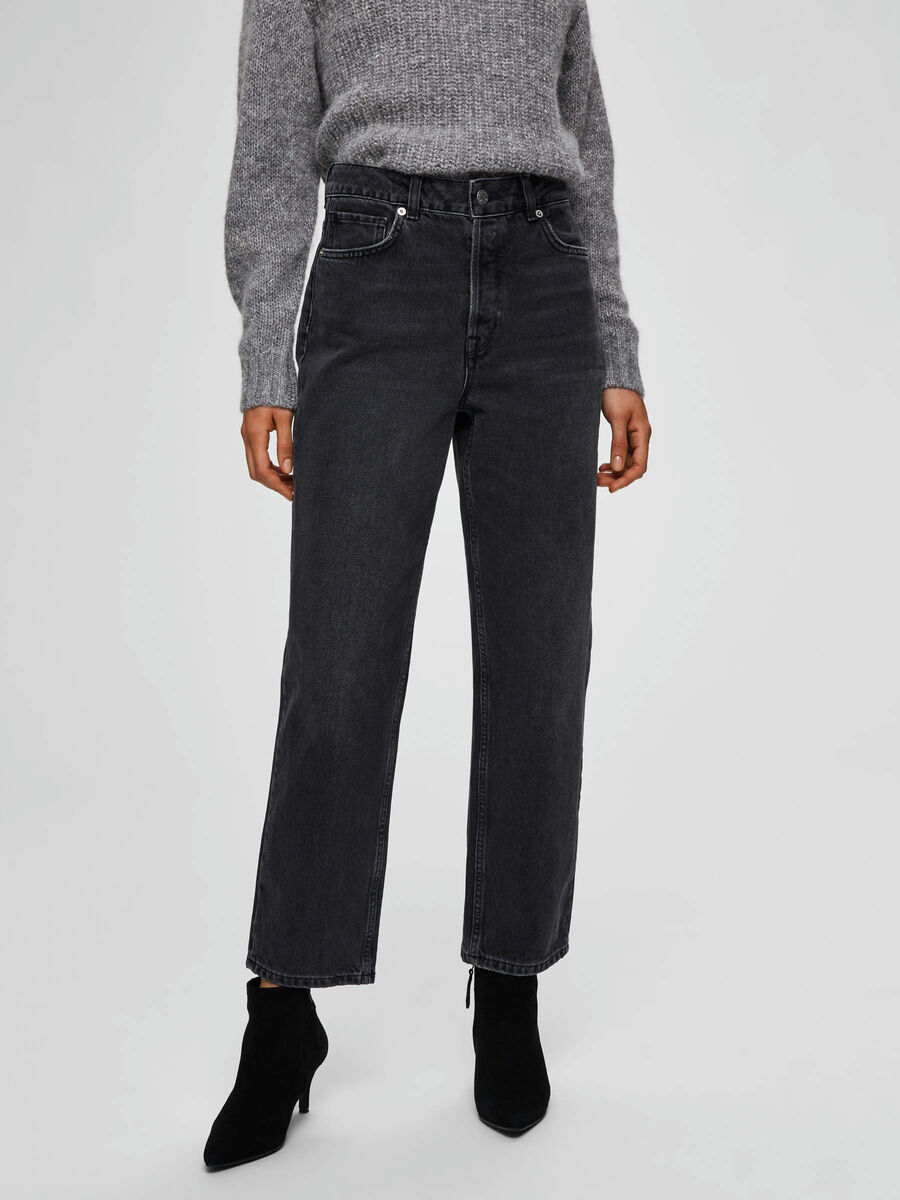 Selected HIGH WAIST - STRAIGHT FIT JEANS, Grey Denim, highres - 16070409_GreyDenim_003.jpg