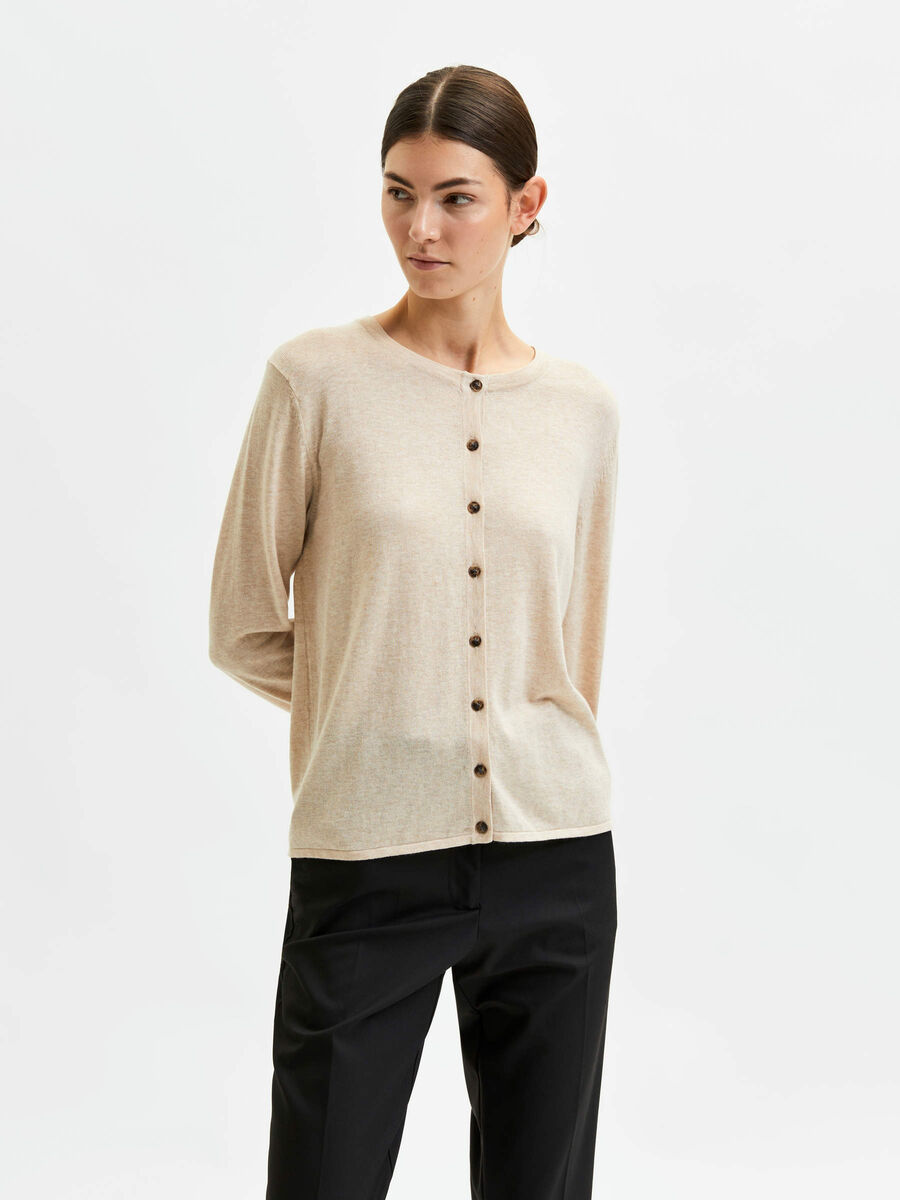 Selected LONG SLEEVED KNITTED CARDIGAN, Birch, highres - 16082275_Birch_900646_003.jpg