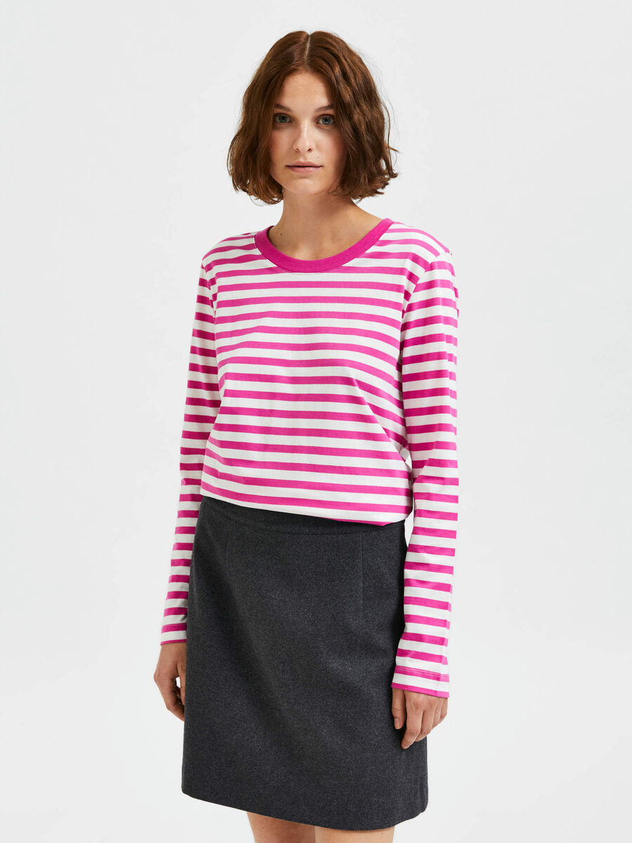 Selected STRIPED LONG-SLEEVED T-SHIRT, Raspberry Rose, highres - 16077350_RaspberryRose_817005_003.jpg