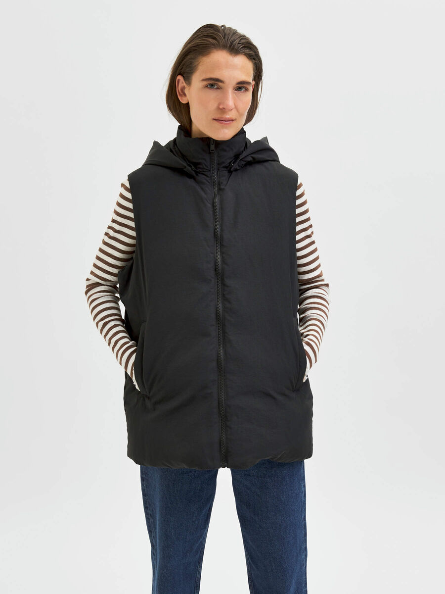 Selected HOODED GILET, Black, highres - 16080633_Black_003.jpg