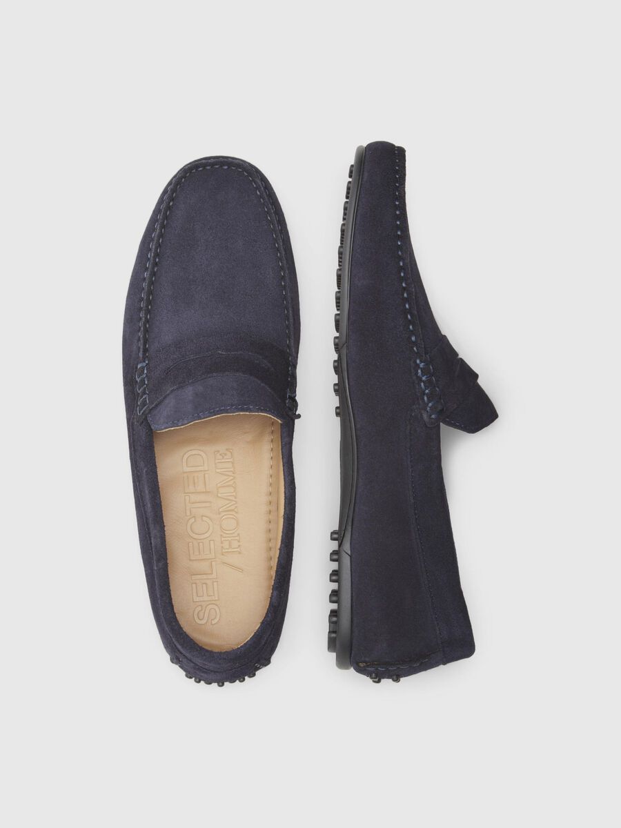 Selected SUEDE LOAFERS, Dark Navy, highres - 16089391_DarkNavy_005.jpg