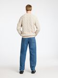 Selected CABLE KNIT CREW NECK JUMPER, Oatmeal, highres - 16094503_Oatmeal_004.jpg