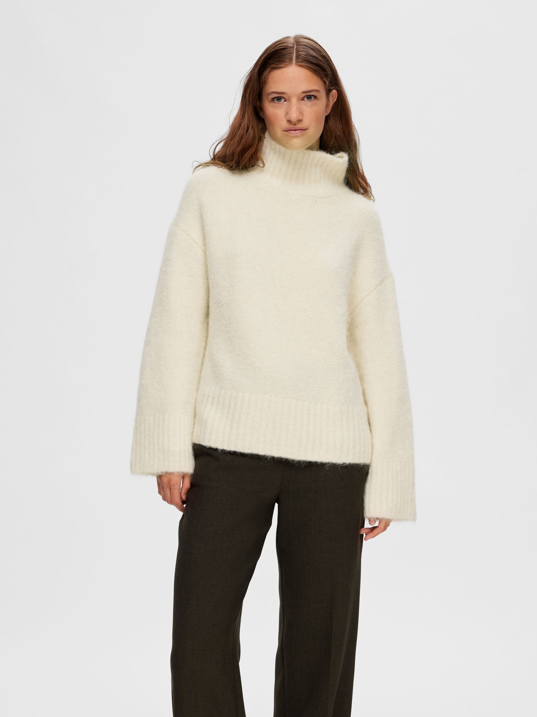 HIGH NECK PULLOVER Grey SELECTED FEMME
