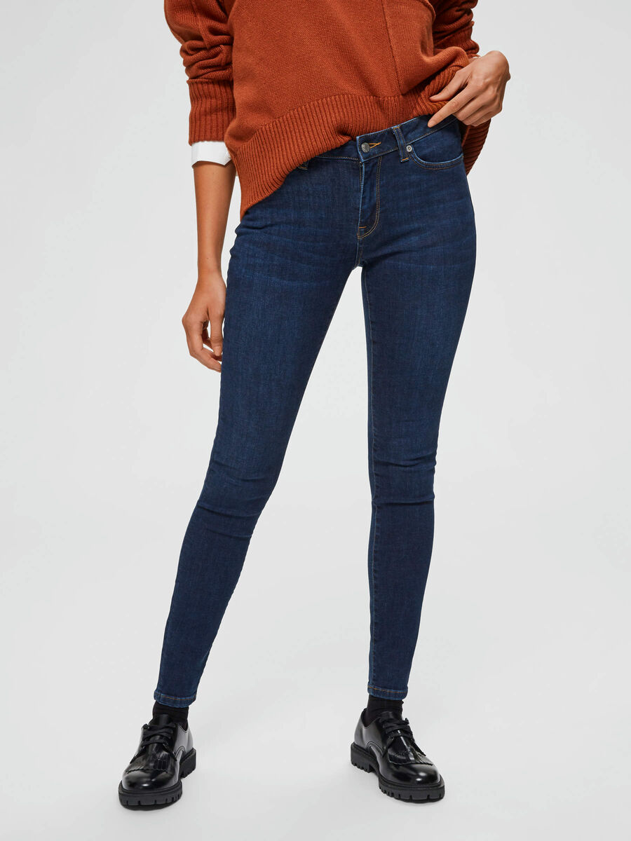 Selected MÖRKBLÅ SKINNY FIT-JEANS, Dark Blue Denim, highres - 16064386_DarkBlueDenim_003.jpg