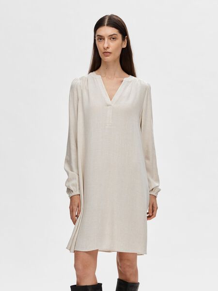 Selected VISCOSE MÉLANGÉE MINI-ROBE, Sandshell, highres - 16093188_Sandshell_003.jpg