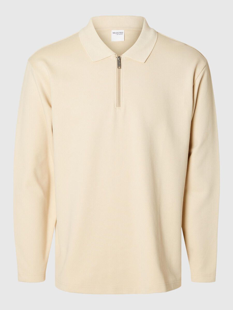 Selected LANGARM SWEATSHIRT MIT REISSVERSCHLUSS, Fog, highres - 16094676_Fog_001.jpg