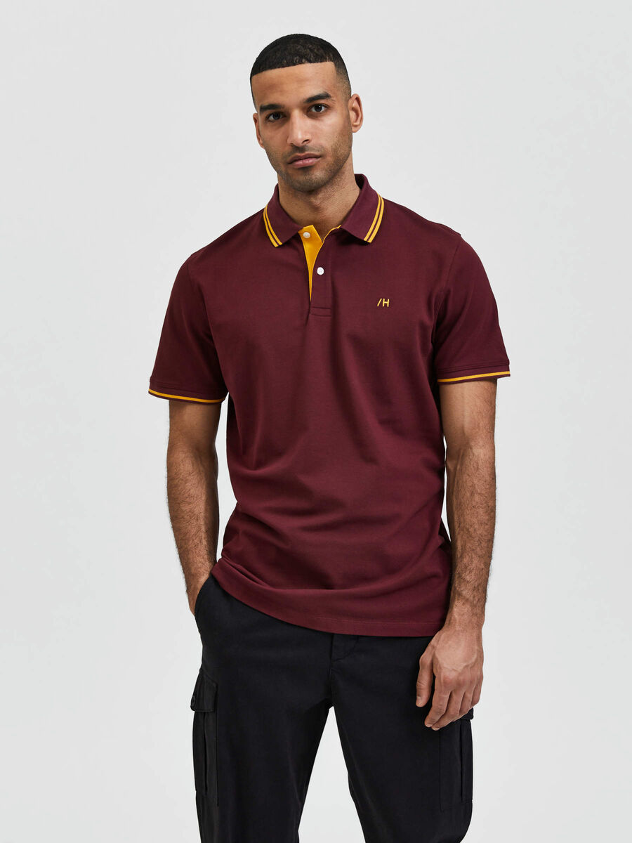 Selected KURZÄRMELIGES POLO SHIRT, Tawny Port, highres - 16082841_TawnyPort_003.jpg