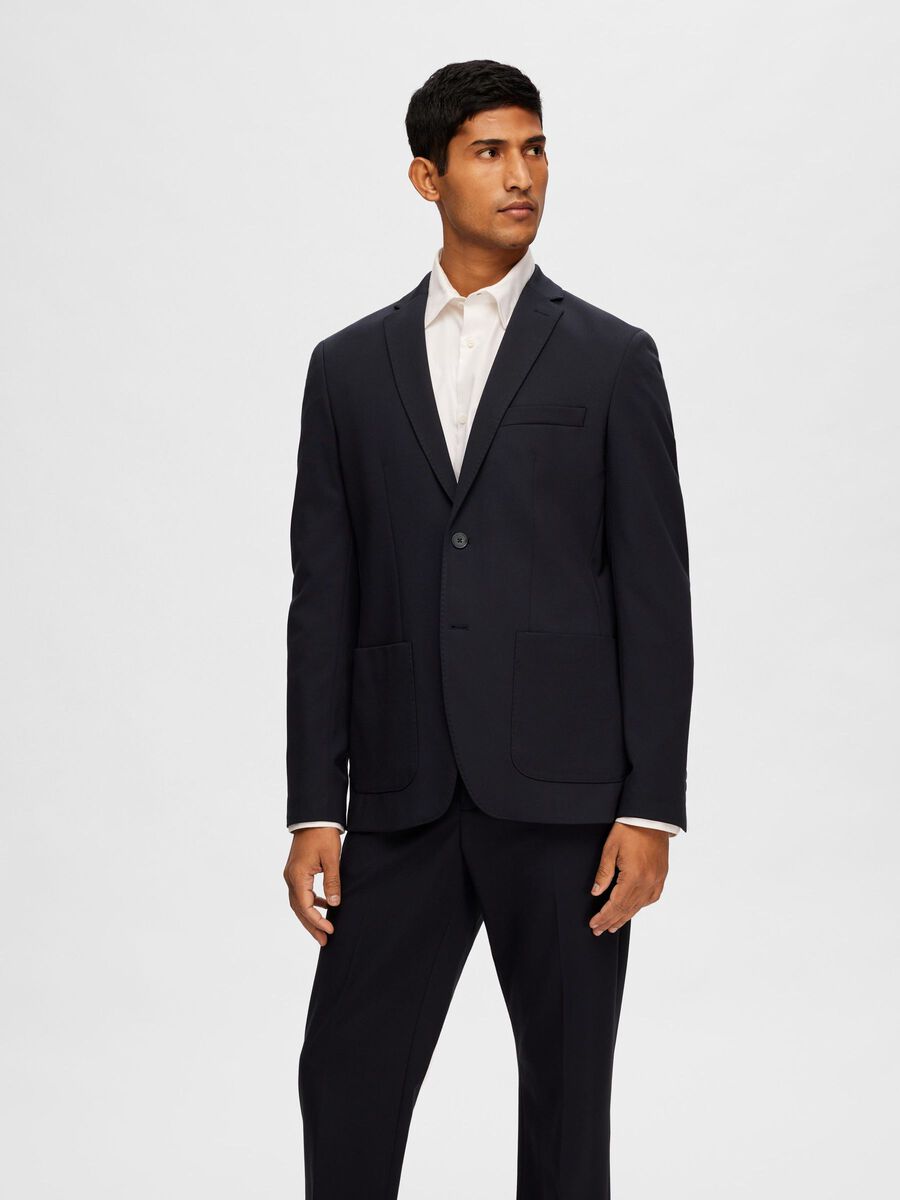 Selected VISCOSE BLEND SLIM FIT BLAZER, Navy Blazer, highres - 16092484_NavyBlazer_003.jpg