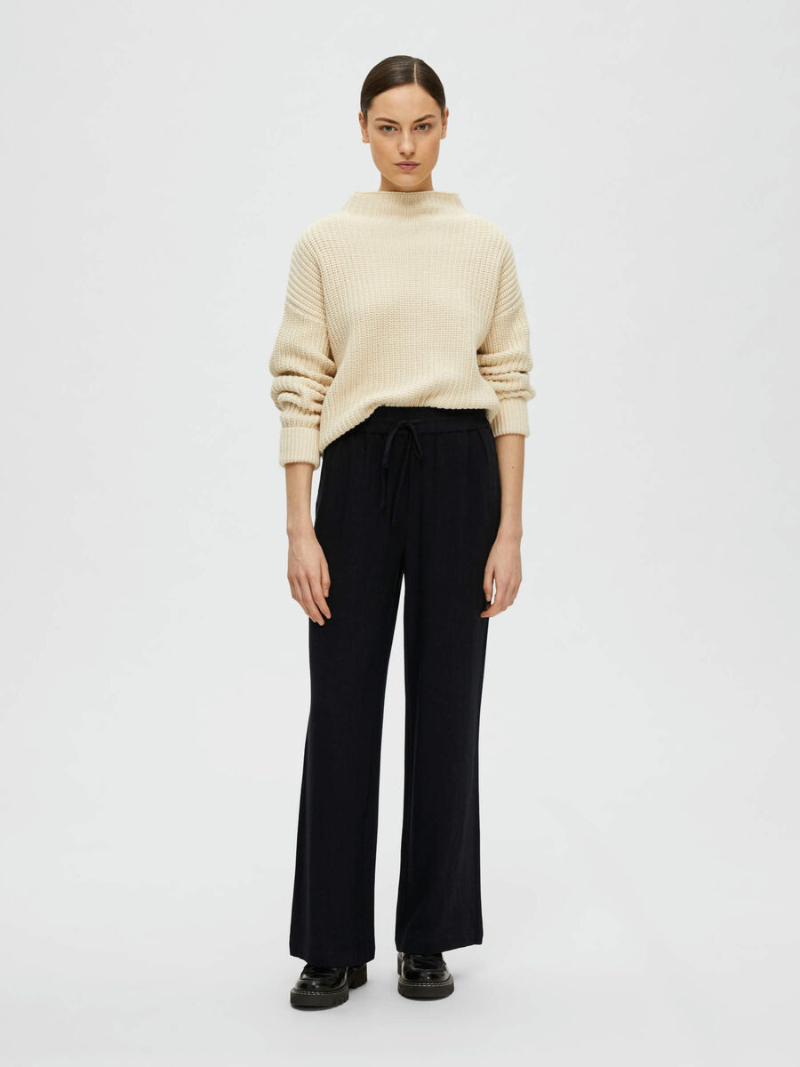 Selected LINEN-BLEND PETITE TROUSERS, Black, highres - 16090539_Black_005.jpg