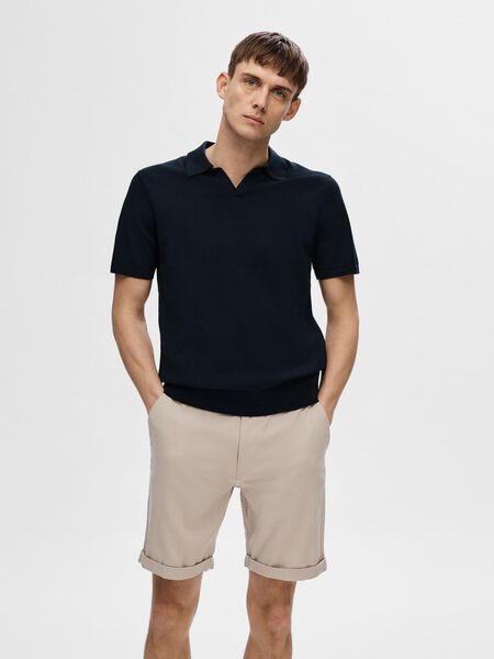 Selected KNITTED POLO SHIRT, Sky Captain, highres - 16088636_SkyCaptain_003.jpg
