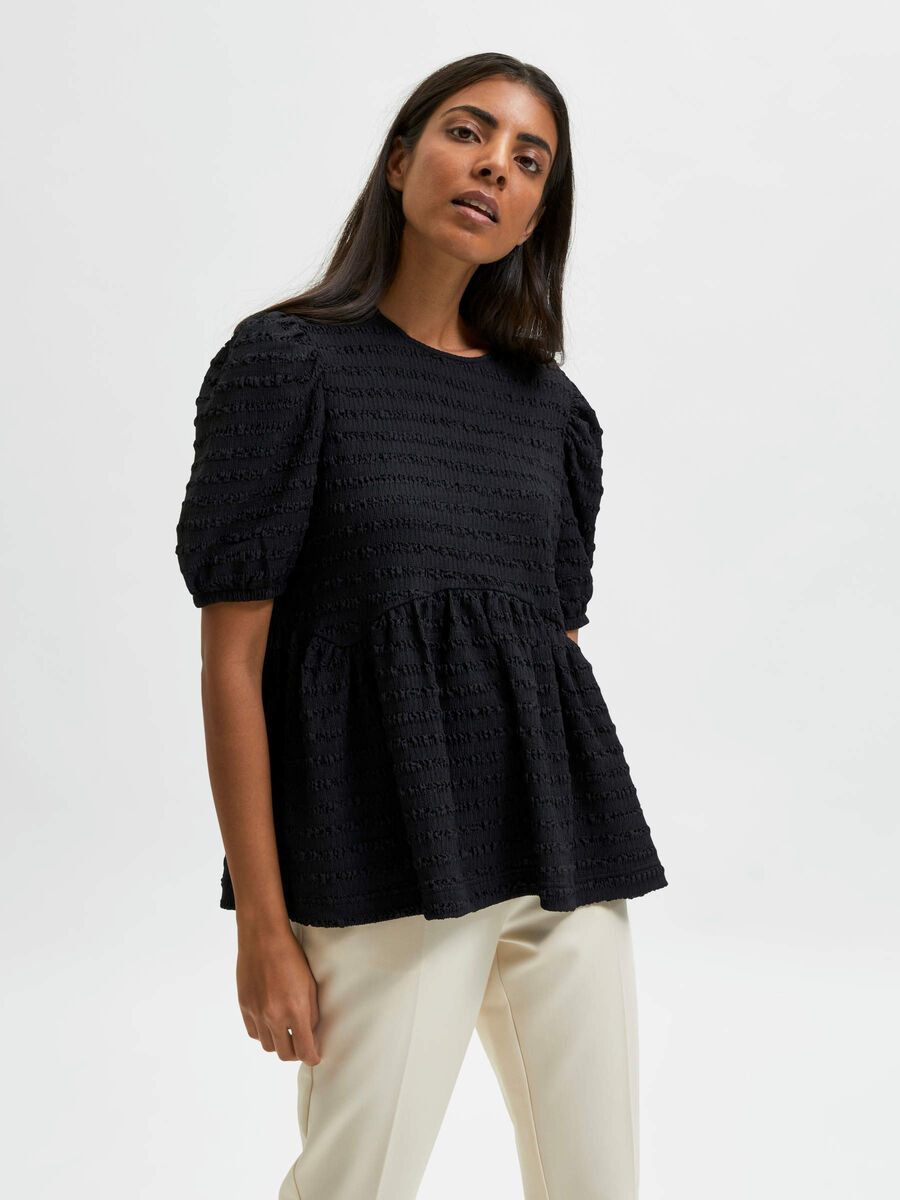 PEPLUM TOP | Black | SELECTED HOMME®