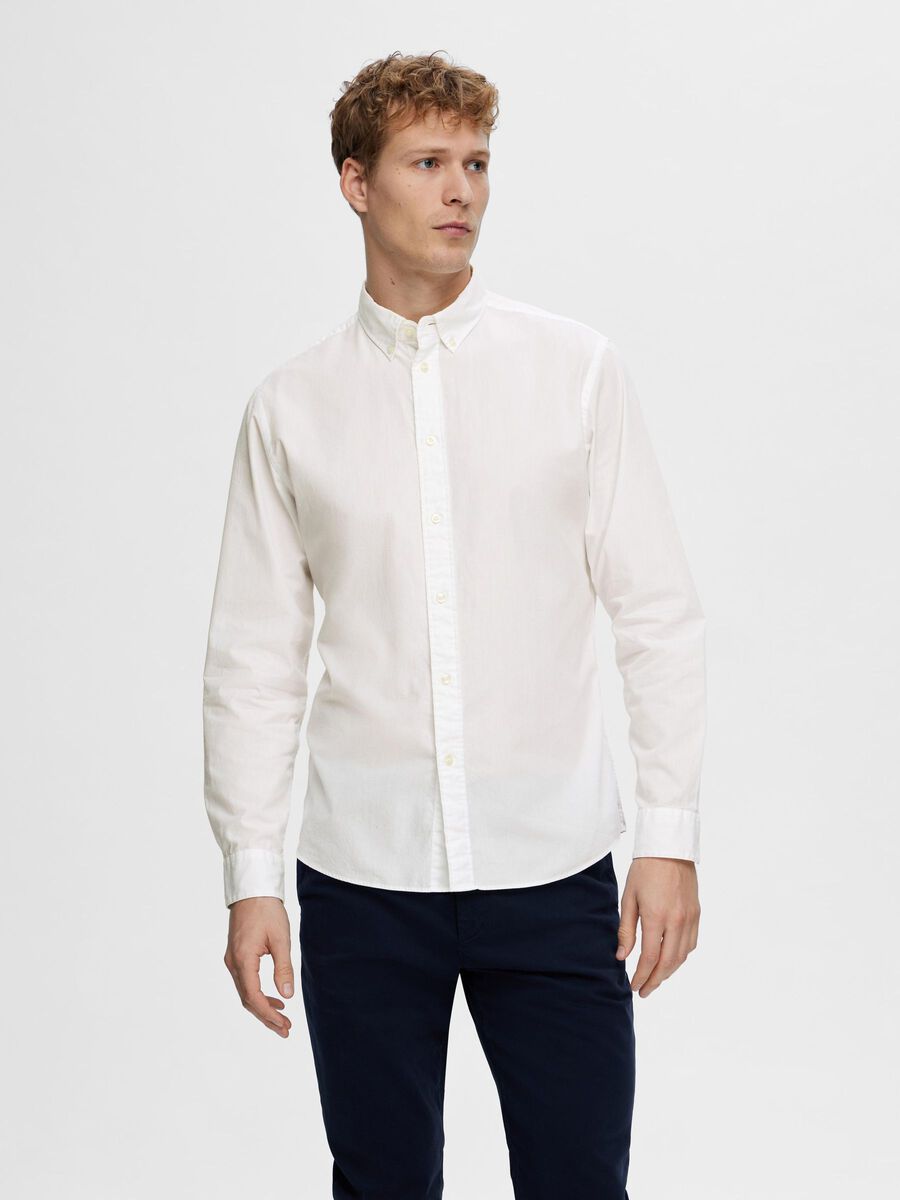 Selected SLIM FIT COTTON SHIRT, White, highres - 16092564_White_003.jpg