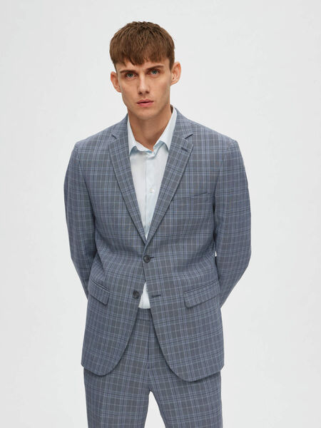 Selected VISCOSE BLEND CHECKED BLAZER, Grey, highres - 16087745_Grey_984184_003.jpg