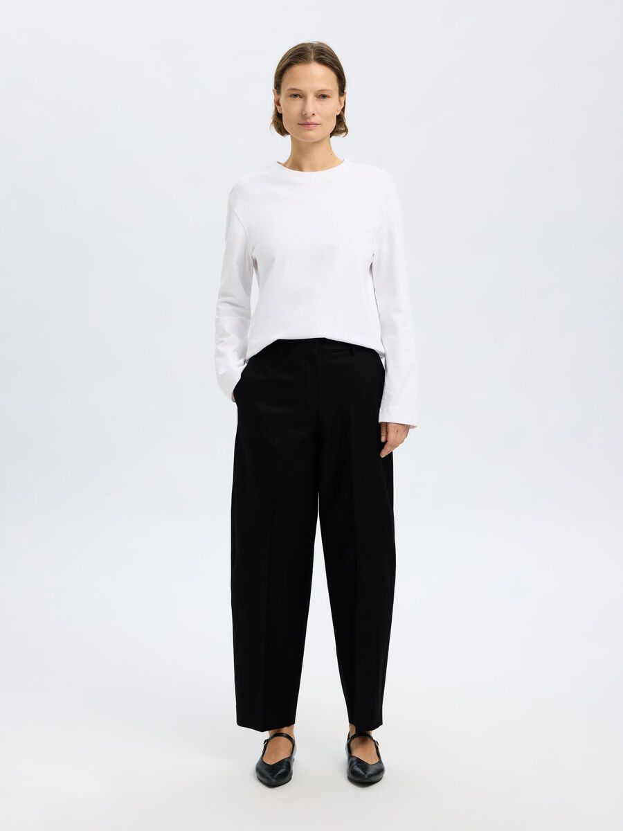 Selected MID WAIST BARREL FIT TROUSERS, Black, highres - 16096976_Black_005.jpg