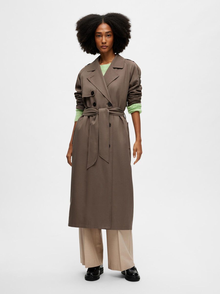 Selected DUBBELE KNOPENRIJ TRENCHCOAT, Morel, highres - 16082403_Morel_003.jpg