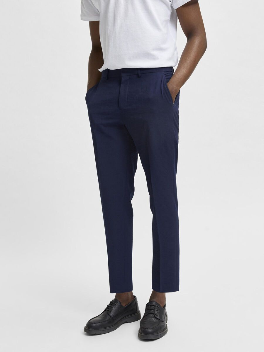Selected CROPPED SEERSUCKER TROUSERS, Navy Blazer, highres - 16079078_NavyBlazer_003.jpg