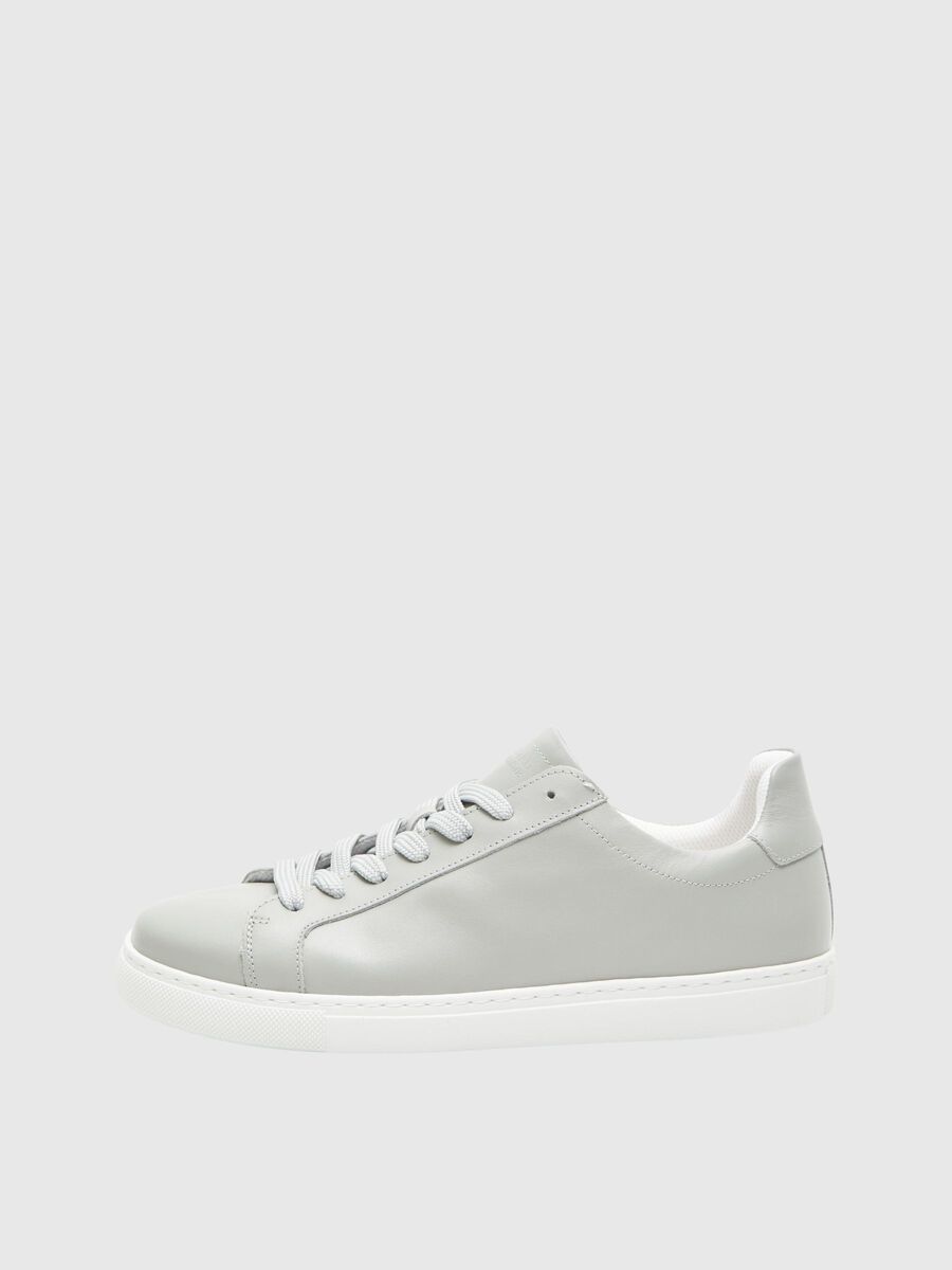 Selected LEATHER TRAINERS, Grey, highres - 16090219_Grey_001.jpg
