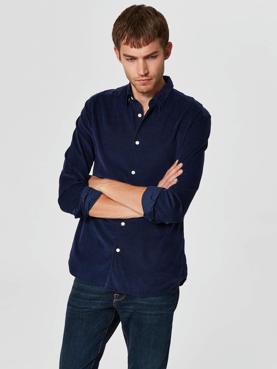 Selected CORDUROY - SHIRT, Dark Blue, highres - 16064469_DarkBlue_003.jpg