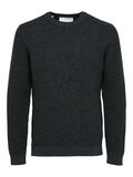 Selected CREW NECK KNITTED PULLOVER, Peat, highres - 16059390_Peat_954842_001.jpg