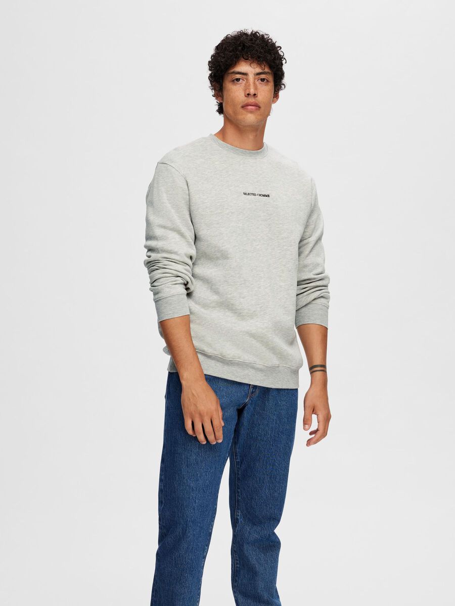 Selected EMBROIDERED SWEATSHIRT, Light Grey Melange, highres - 16090431_LightGreyMelange_003.jpg