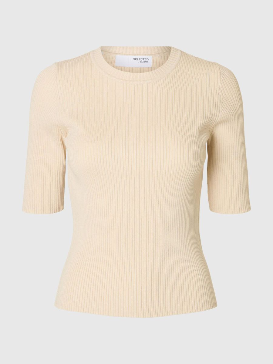 Selected VISCOSE BLEND KNITTED TOP, Birch, highres - 16095486_Birch_001.jpg