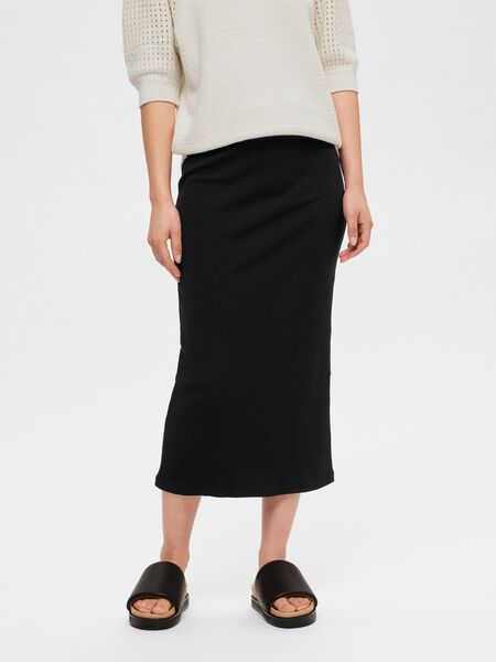 Selected HIGH-WAISTED MIDI SKIRT, Black, highres - 16089854_Black_003.jpg