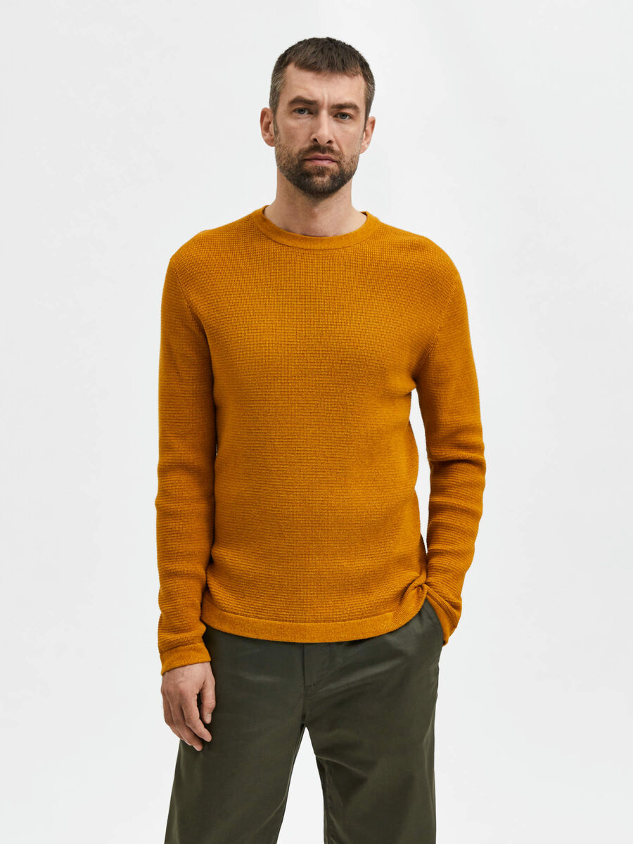 Selected WAFFLE KNIT JUMPER, Chai Tea, highres - 16079776_ChaiTea_945794_003.jpg