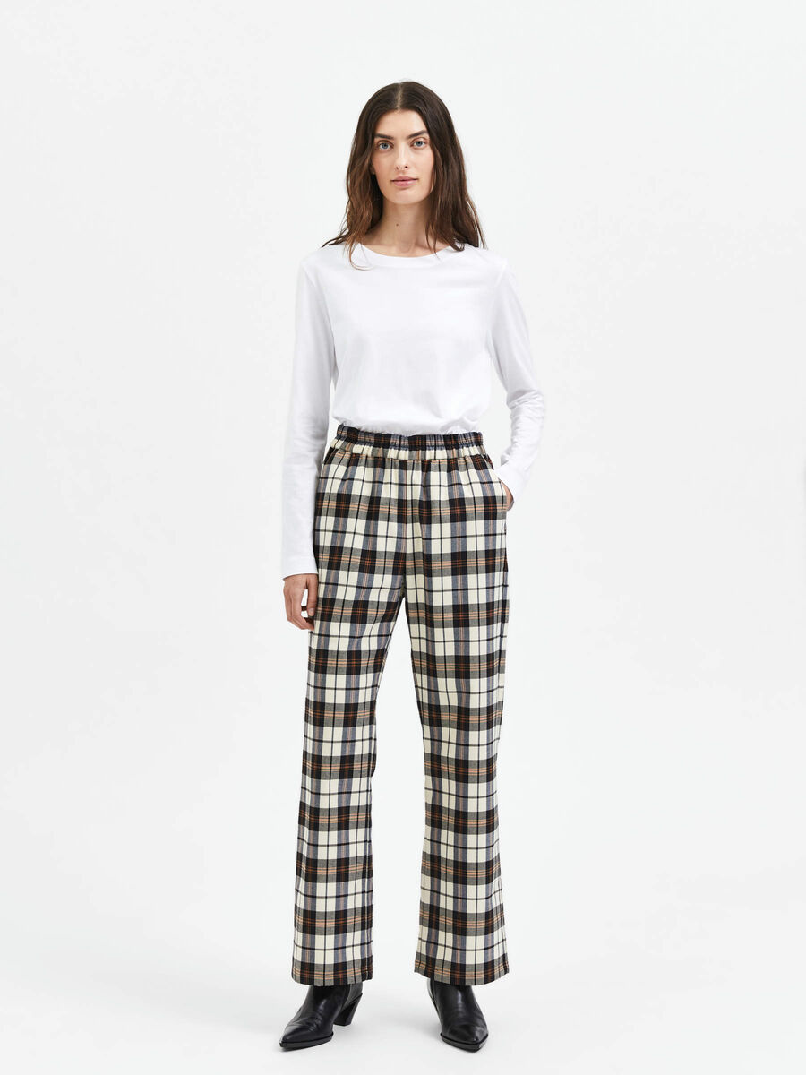 Selected CHECKED STRAIGHT LEG TROUSERS, Black, highres - 16086445_Black_966742_005.jpg