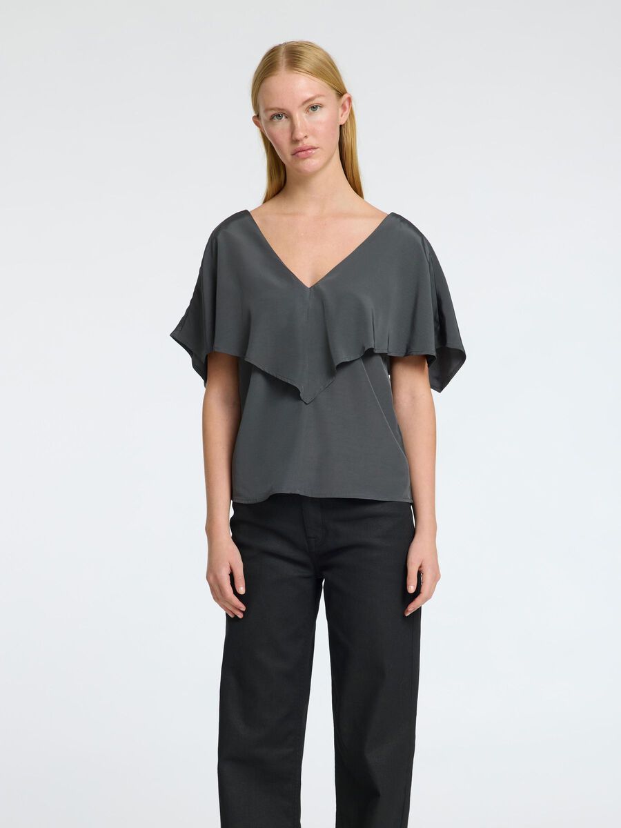 Selected VISCOSE 2/4 SLEEVED BLOUSE, Volcanic Ash, highres - 16098440_VolcanicAsh_003.jpg