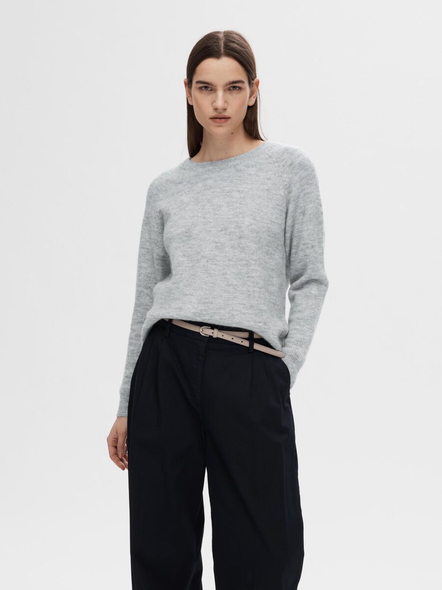 Selected LONG-SLEEVED KNITTED JUMPER, Light Grey Melange, highres - 16074482_LightGreyMelange_003.jpg