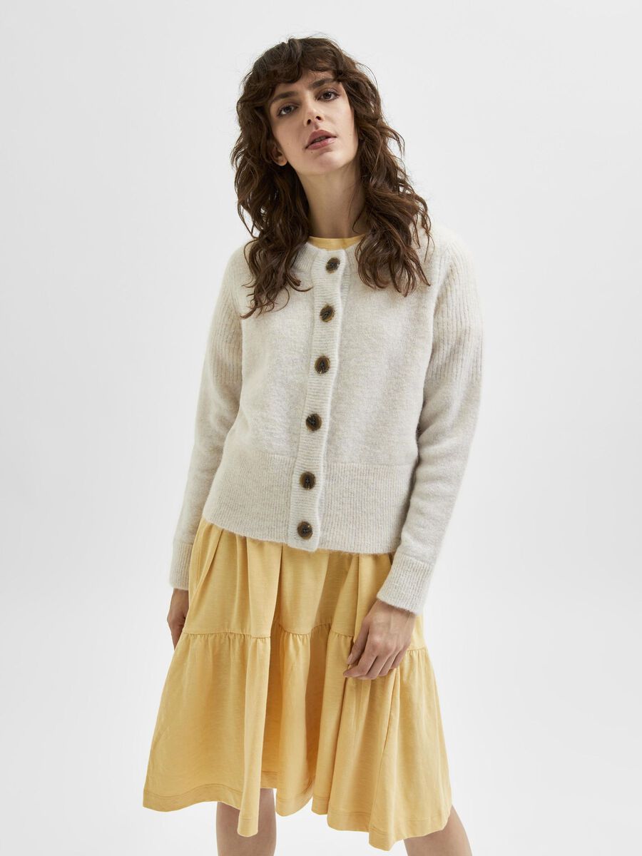 Selected LONG-SLEEVED KNITTED CARDIGAN, Snow White, highres - 16065511_SnowWhite_003.jpg